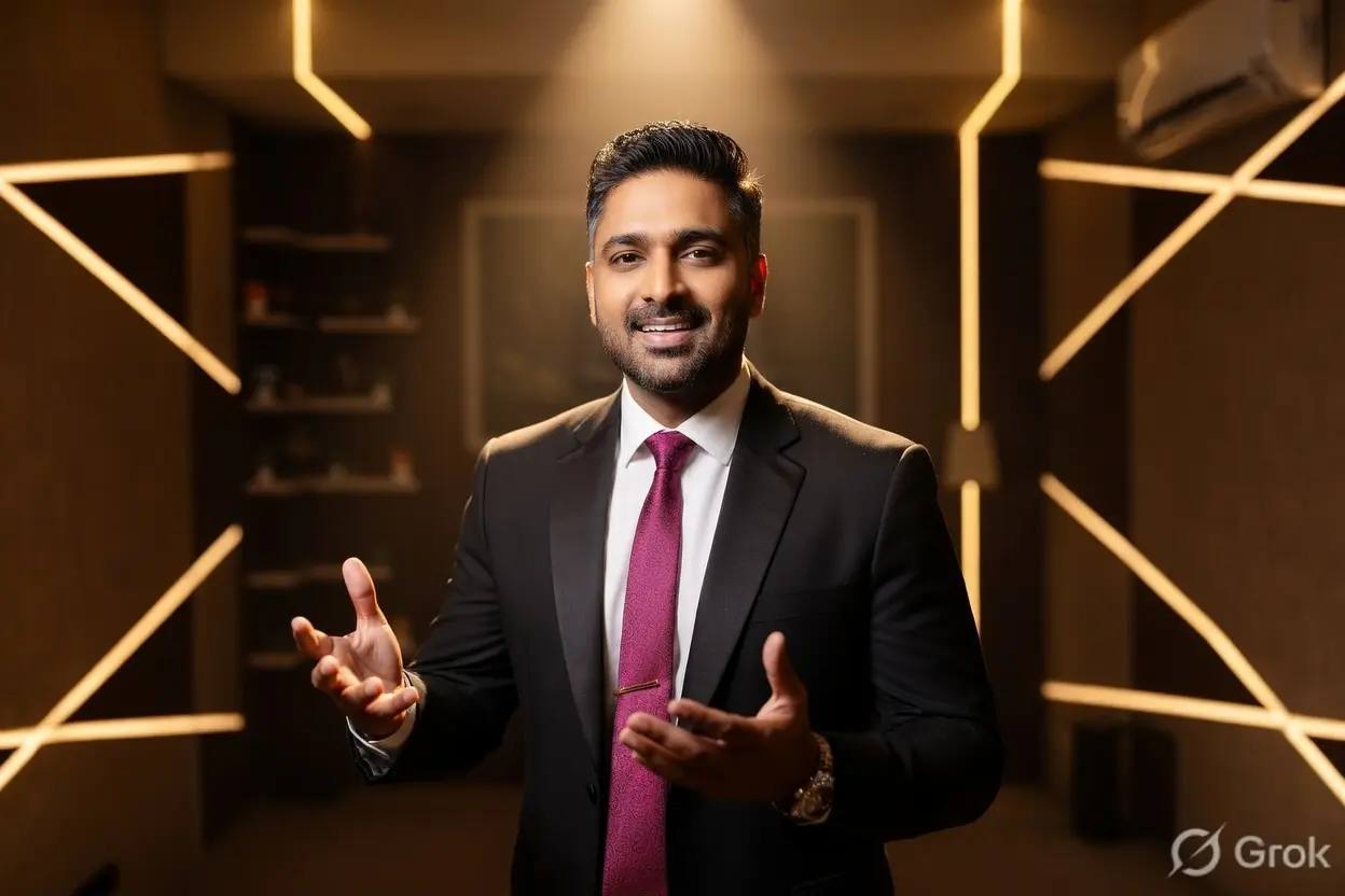Indian podcast creator in studio